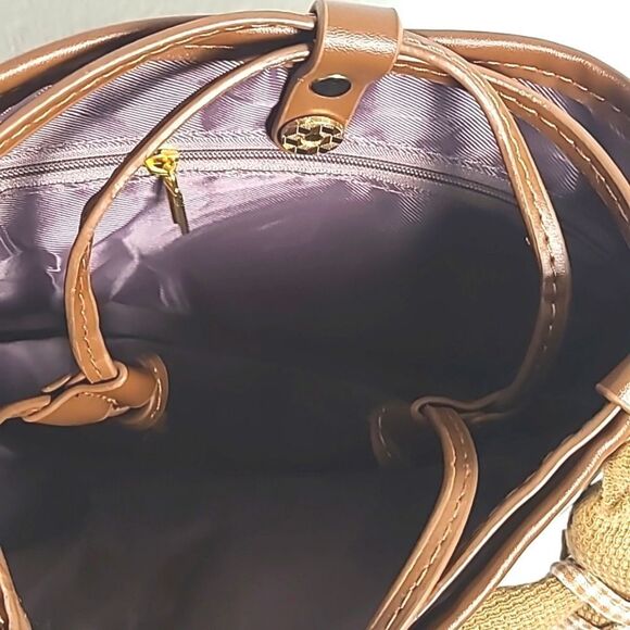 Tricolor Small Crossbody Purse Rabbit Keychain, Brown, Beige & Black Print,NWOT - Picture 9 of 10